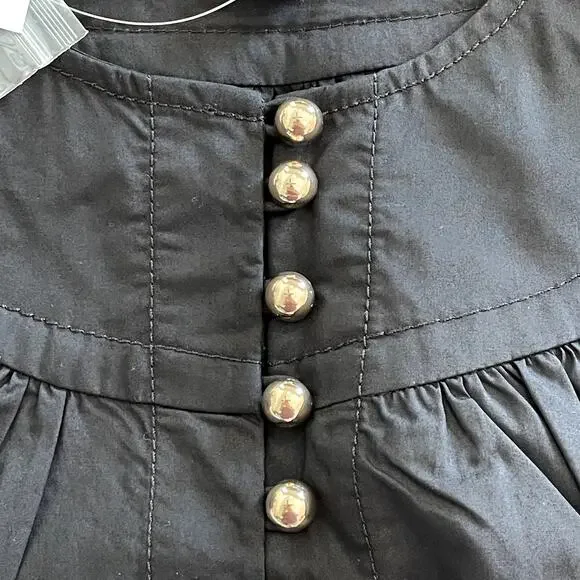 J.Crew Shirred Popover Top Cotton Poplin Long Sleeve Office Date CI522 Black XXS - Picture 5 of 15